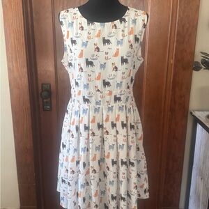 Cat Print Sleeveless Dress